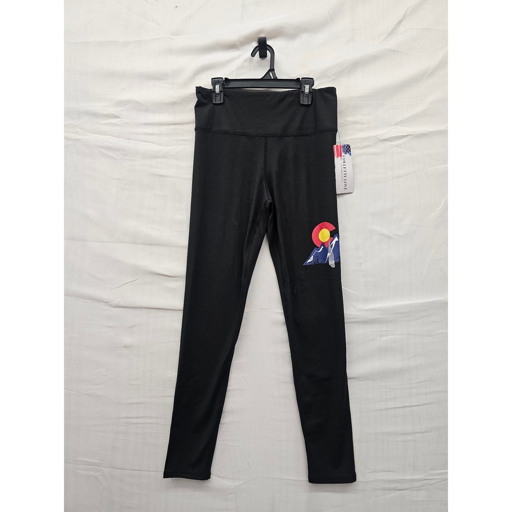 Collette Love Womens Colorado Graphic Leggings Black Polyester Blend Size Medium